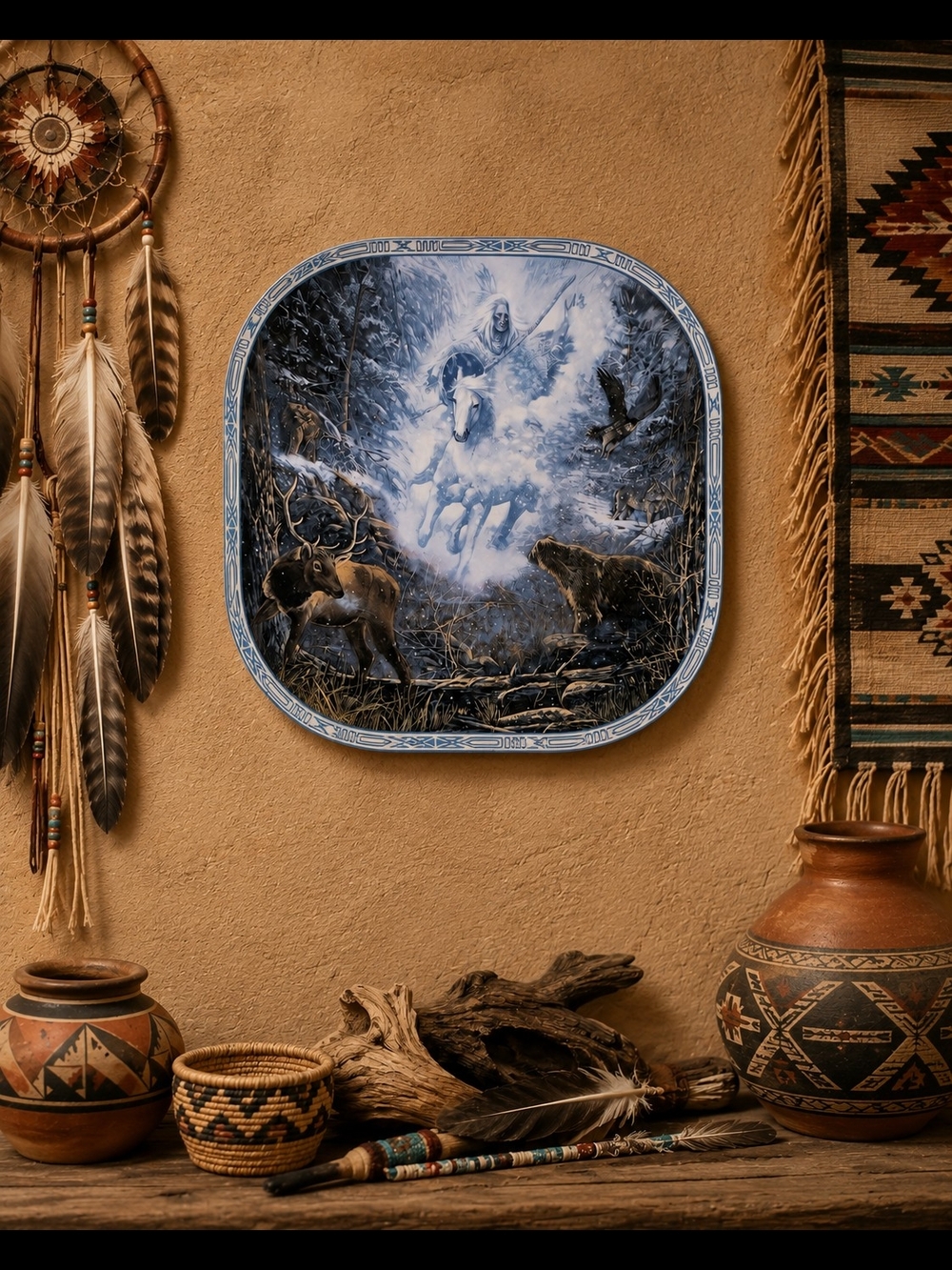 The Bradford Exchange VTG 1993 Snow Rider Ceramic Wall Plaque - Blue